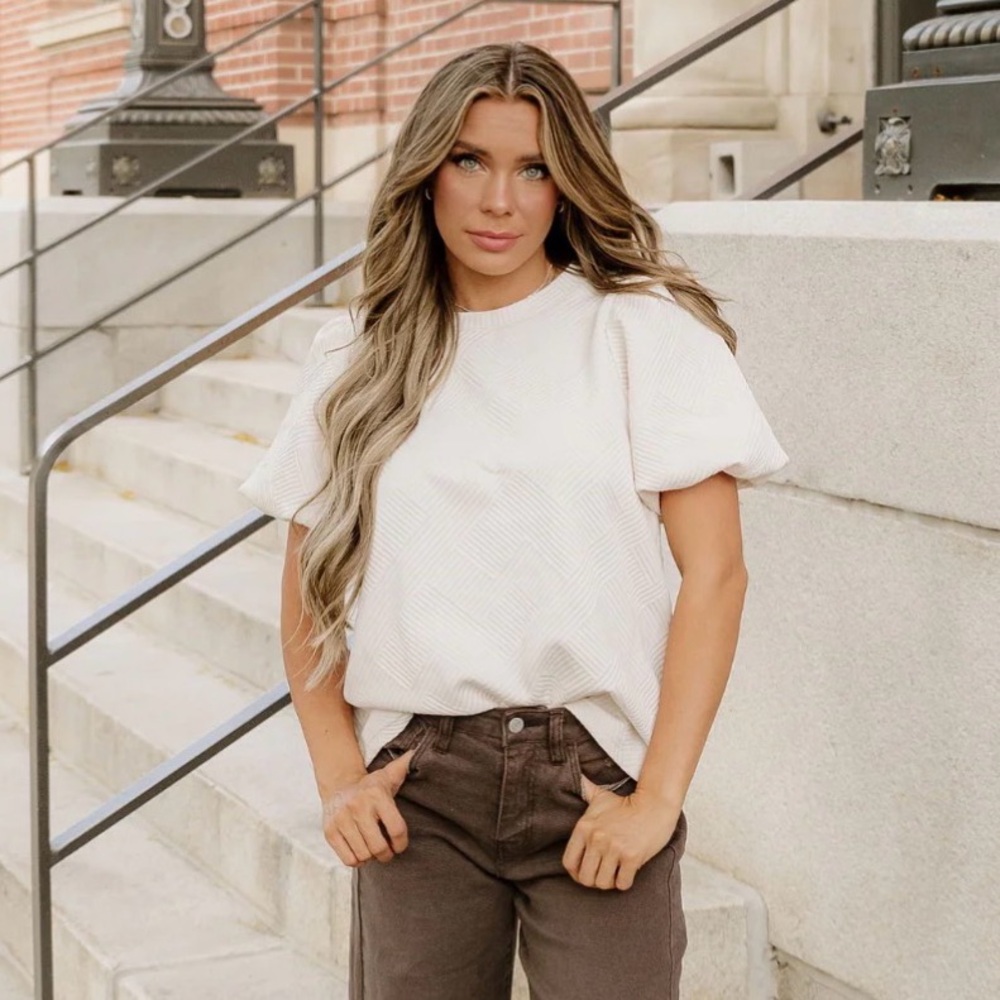 Brysie Cream Puff Sleeve Top - brand new, boutique shop Indie & Co